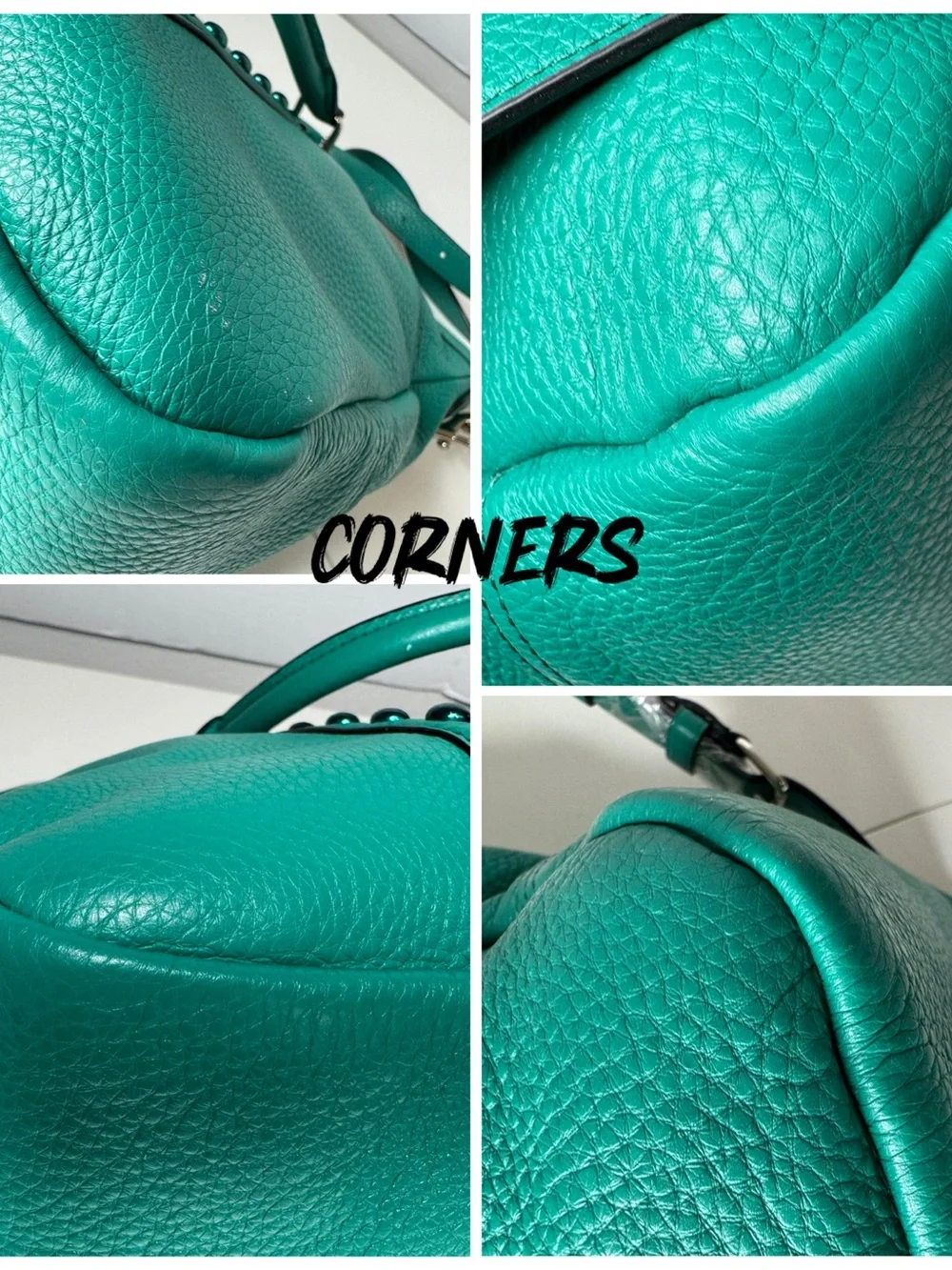 Coach Central Satchel Bag with Enamel Studded Rivets F57513 Grass Green $495 NWT